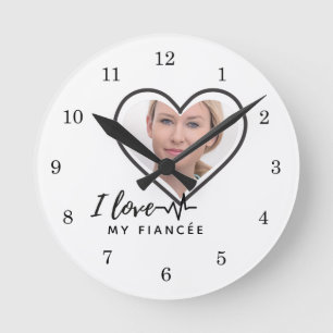 I Love My fiancée - Personalized Best Friend Cute Round Clock