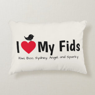 I Love My Fids Feathered Kids Canary Finch Accent Pillow