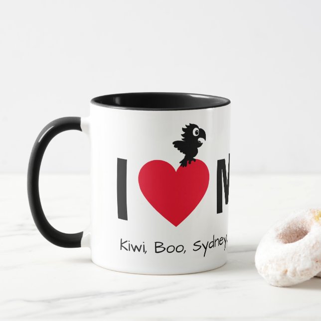 I Love My Fids Feathered Kids Parrot Mug (With Donut)