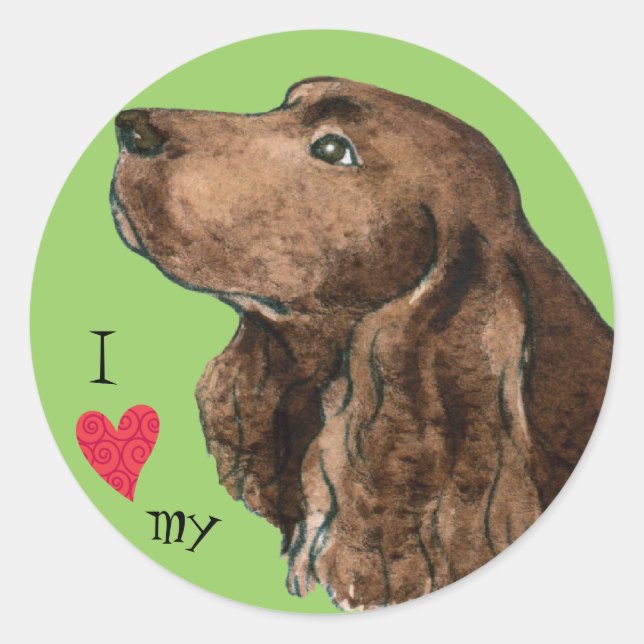 I Love my Field Spaniel Classic Round Sticker (Front)