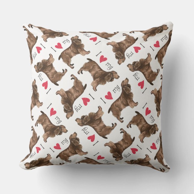 I Love my Field Spaniel Throw Pillow (Front)