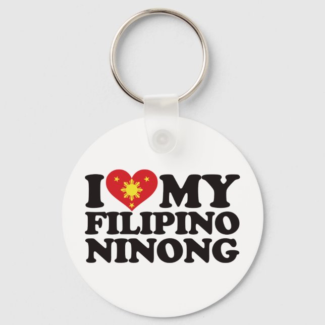 I Love My Filipino Ninong Keychain (Front)