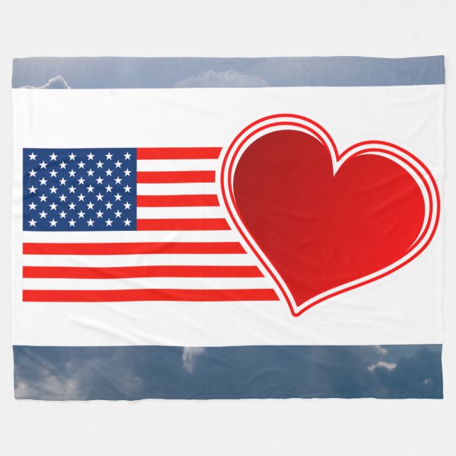 I LOVE MY FLAG FLEECE BLANKET (Front (Horizontal))
