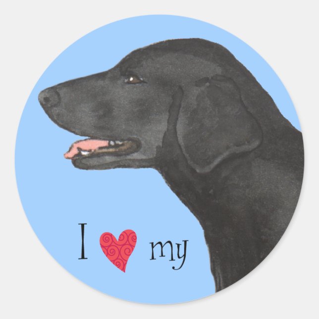 I Love my Flat-Coated Retriever Classic Round Sticker (Front)