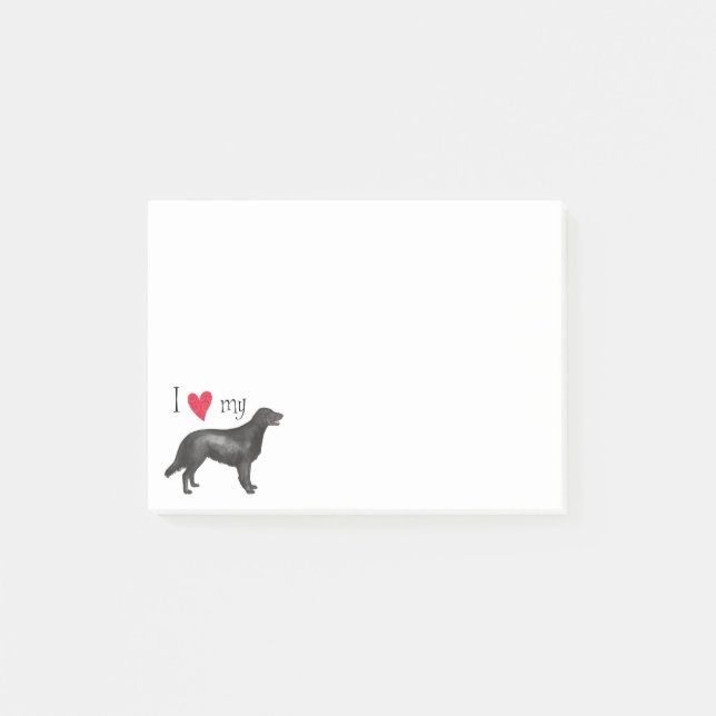 I Love my Flat-Coated Retriever Post-it Notes (Front)