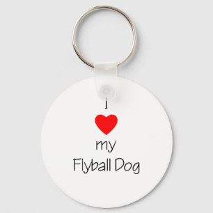 I Love My Flyball Dog Keychain