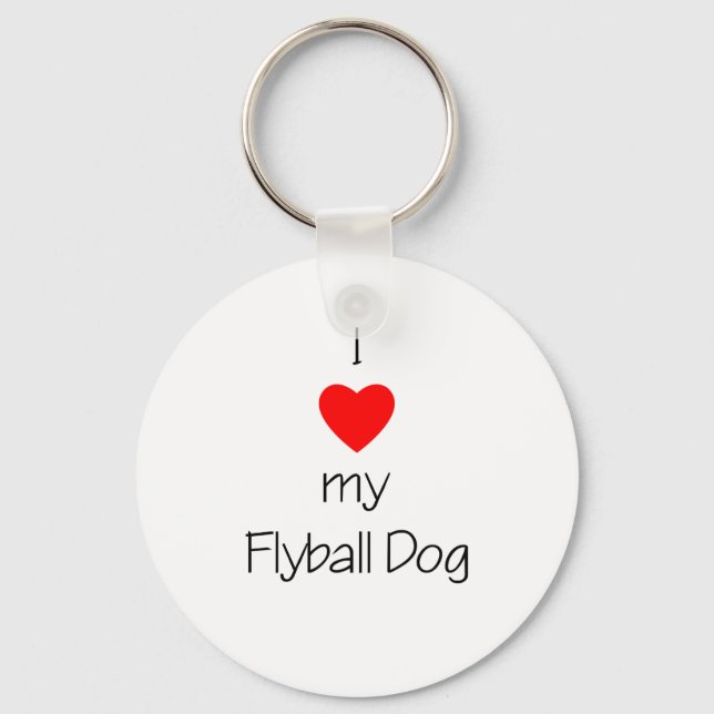 I Love My Flyball Dog Keychain (Front)