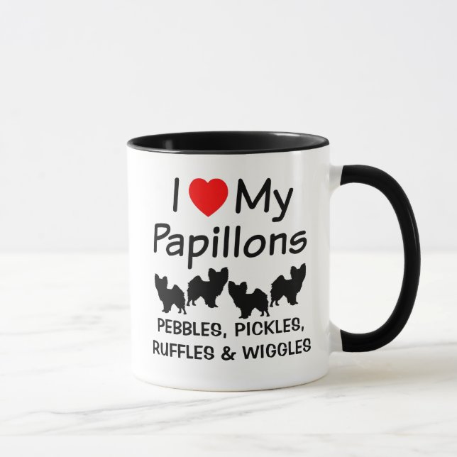 I Love My Four Papillon Dogs Mug (Right)