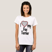 I Love My Fox Terrier - Cute Heart Photo Frame Dog T-Shirt (Front Full)