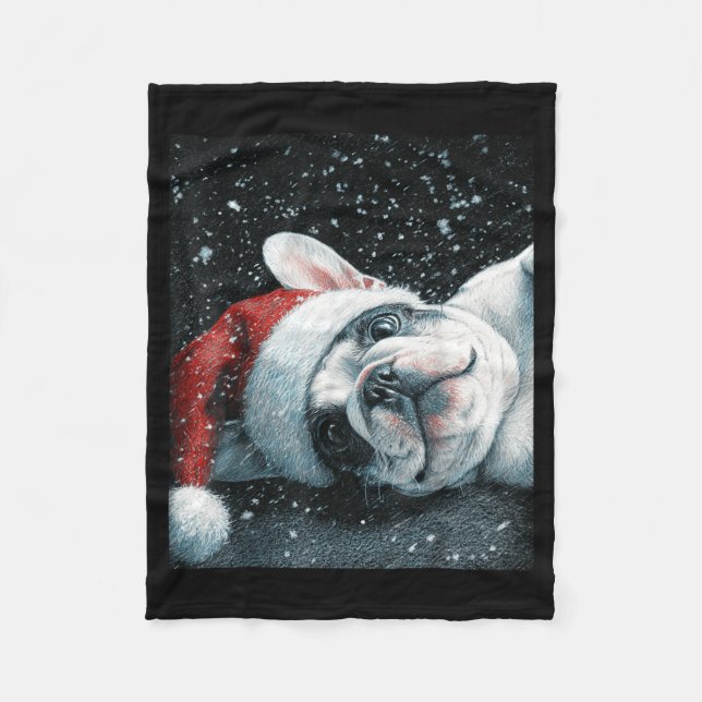 I Love My French Bulldog Christmas Cute  Fleece Blanket (Front)