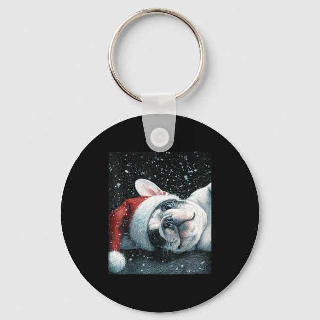 I Love My French Bulldog Christmas Cute  Keychain (Front)