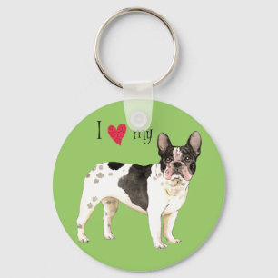 I Love my French Bulldog Keychain