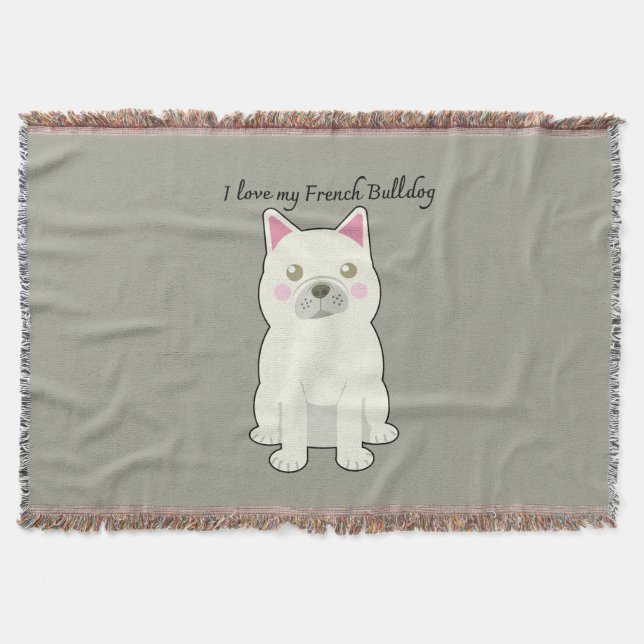 I Love my French Bulldog Throw Blanket (Front)