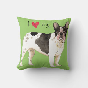 I Love my French Bulldog Throw Pillow