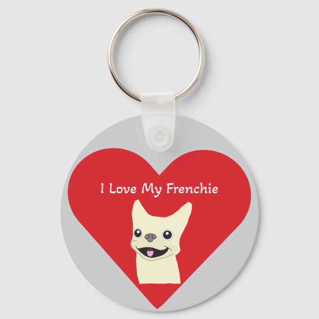 I love my Frenchie, Lavender Keychain (Front)