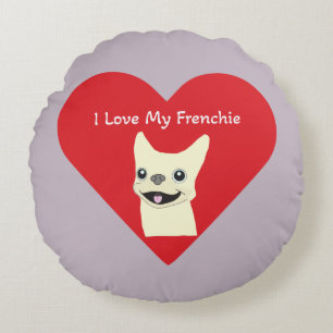 I love my Frenchie, Lavender Round Pillow