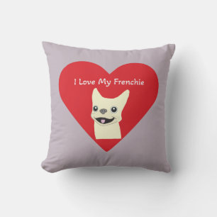 I love my Frenchie, Lavender Throw Pillow