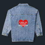 I Love My Future Boyfriend Modern Red Heart Gift Denim Jacket<br><div class="desc">Designed with cute red heart pattern and custom text "i love my future boyfriend" which you may customize as you wish! Simple and cute design perfect for girfriends to be!</div>