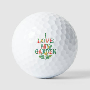 I Love My Garden Tropical Floral Watercolor  Golf Balls