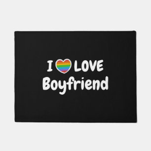 I Love My Gay Boyfriend LGBT hippie Doormat
