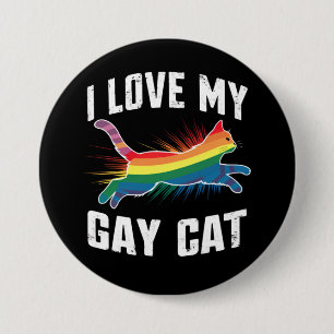 I Love My Gay Cat Funny Rainbow Pride Lgbt 3 Inch Round Button