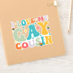 I Love My Gay Cousin Groovy Rainbow LGBT Pride