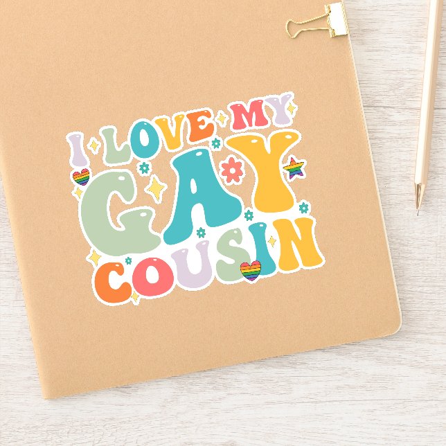 I Love My Gay Cousin Groovy Rainbow LGBT Pride (Notebook)
