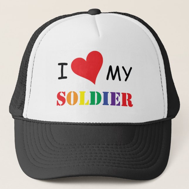 i love my GAY soldier HAT! Trucker Hat (Front)