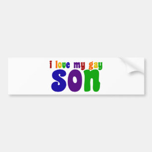 I Love My Gay Son Retro Rainbow Mom Bumper Sticker