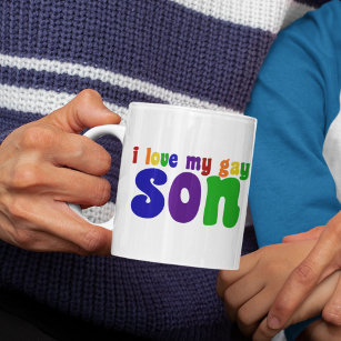 I Love My Gay Son Retro Rainbow Mom Coffee Mug