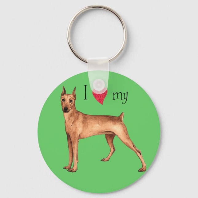 I Love my German Pinscher Keychain (Front)