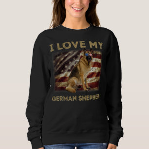 I Love My German Shepherd Dad Mom American Flag We Sweatshirt