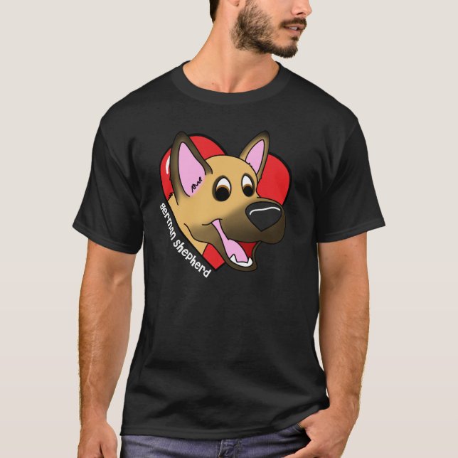 I Love my German Shepherd Dark TShirt (Front)