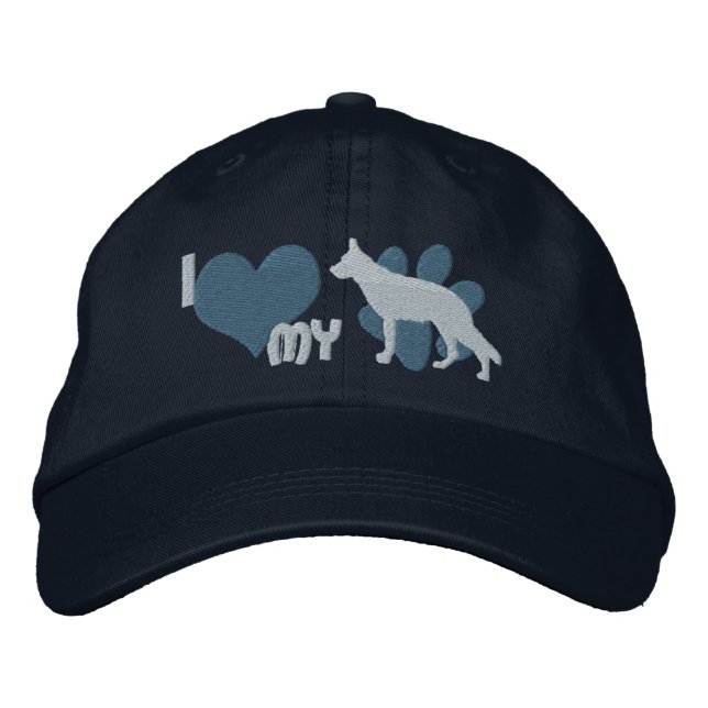I Love my German Shepherd Embroidered Hat (Blue) (Front)