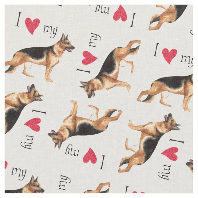 I Love my German Shepherd Fabric (Close Up)