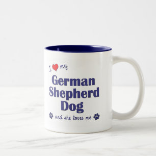 I Love My German Shepherd (Female Dog) Two-Tone Coffee Mug