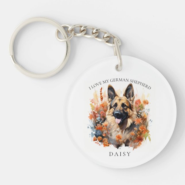 I Love My German Shepherd Floral Dog Portrait (Devant)