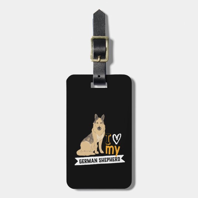 I Love My German Shepherd Funny and Cute Dog Luggage Tag (Front Vertical)