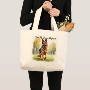 I Love My German Shepherd Jumbo Tote Bag