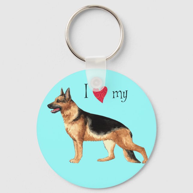 I Love my German Shepherd Keychain (Front)