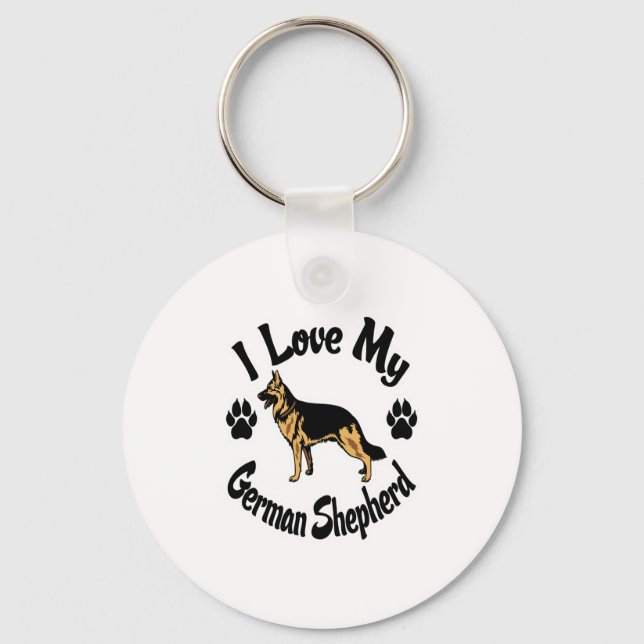 I Love My German Shepherd  Keychain (Front)