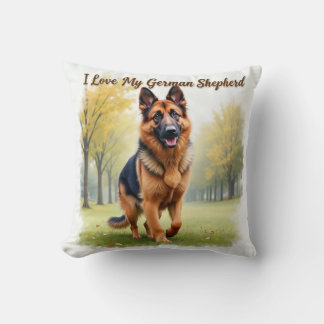 I Love My German Shepherd Throw Pillow