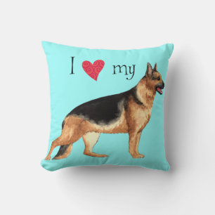 I Love my German Shepherd Throw Pillow