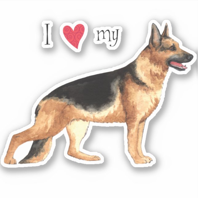 I Love my German Shepherd Vinyl Sticker (Devant)