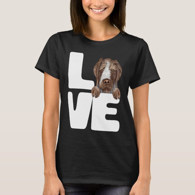 I Love My German Wirehaired Pointer Dog T-Shirt (Front)