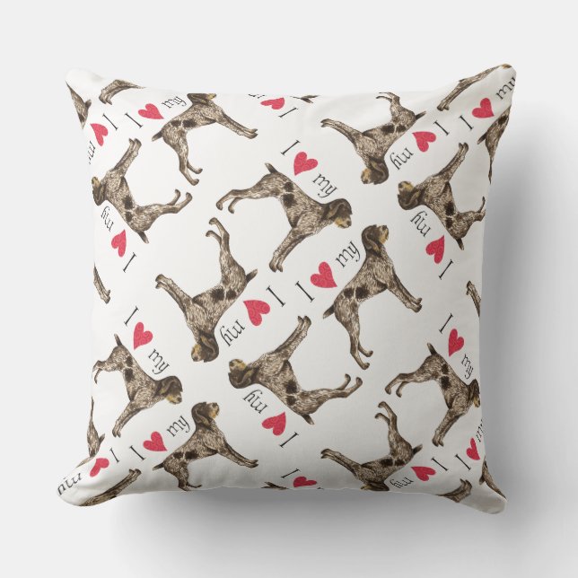 I Love my German Wirethaired Pointer Throw Pillow (Front)