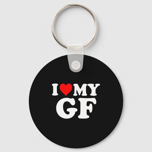 I Love My Gf Girlfriend Red Heart Valentines Day G Keychain (Front)