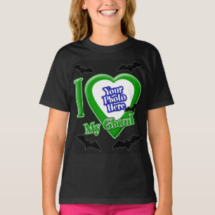 I Love My Ghoul With Your Photo With Bats T-Shirt