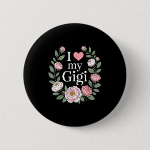I love my gigi floral heart grandma 2 inch round button