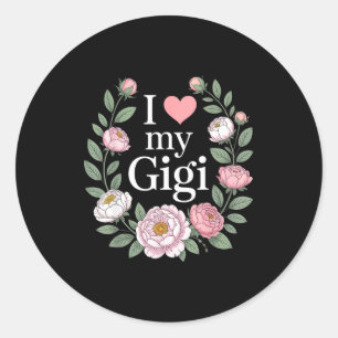 I love my gigi floral heart grandma  classic round sticker
